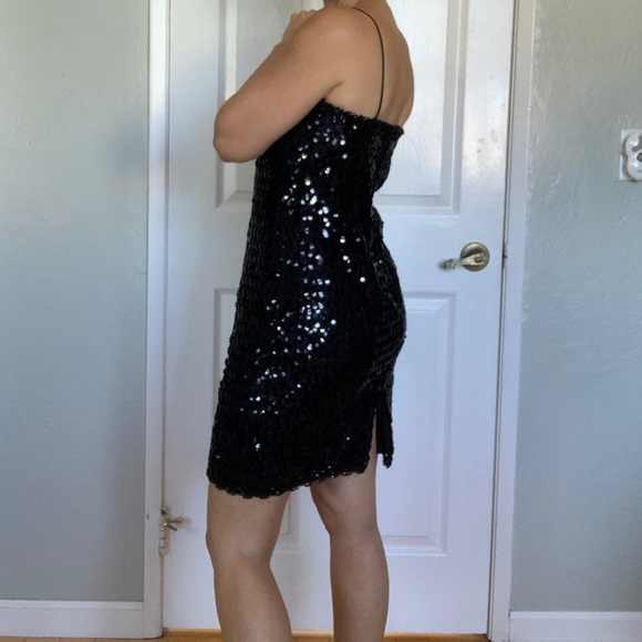 3/$20 Vintage Zum Zum black sequin mini dress, size small - Picture 4 of 12